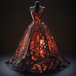 the back of a gown with lights in it
