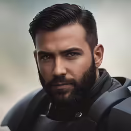 a very well - groomed man posing with a hairdo and beard
