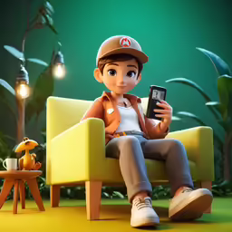 an animated scene of a man on a couch