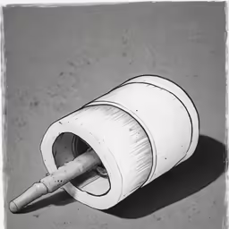 a toilet paper roll with a toilet tube sticking out of it