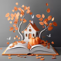 a little house is on the open book