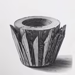 a drawing of a toilet paper roll as it rolls in an empty basket
