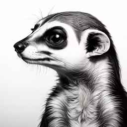 a drawing of a meerkat looks back at the camera