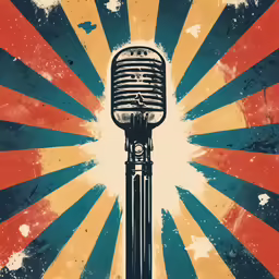 a microphone on a striped grungy background