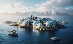 a group of boats on top of a body of water