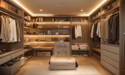 this bedroom has many items in it and closet doors