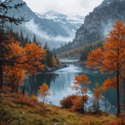 an image of autumn in the mountains surrounding
