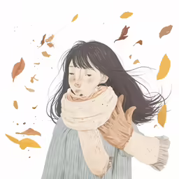 an illustration of a woman with a scarf on