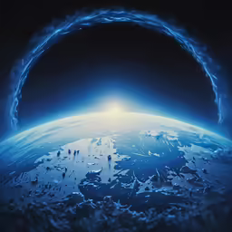 an object floating in the air on top of a earth