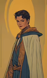 the illustration shows an image of a man with a cape