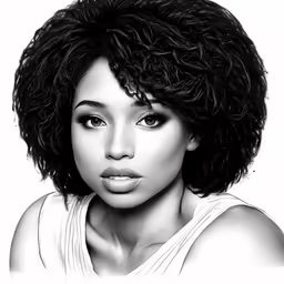 a woman with curly hair poses for the camera