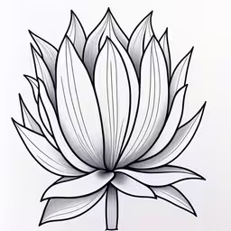 a black and white image of a lotus flower,this is a drawing of a flower