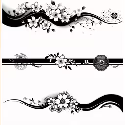 four artistic borders with flowers and butterflies,a collection of floral designs that is very elegant
