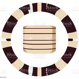 a circle with some things on it, as well as some type of object,a wooden barrel with stripes is drawn on a white background royalty free,a flat illustration with striped wooden decking and a round frame on a white background,a picture of the shape of a boat in an eight segment circle stock photo,a piece of wood, isolated in a circle royalty illustration