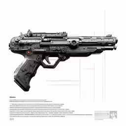 a gun in an image with some writing underneath it