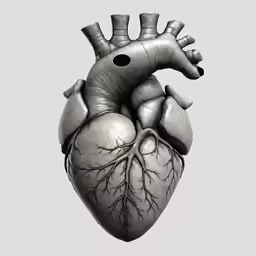 a silver heart with a hole inside it