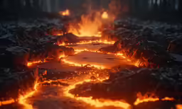 a fire pit is on top of the fire and it has lots of fire around it