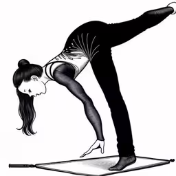 a woman doing a handstand on a mat,a woman doing a yoga pose on an exercise mat