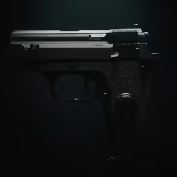 the colt is sitting in the dark on a black background