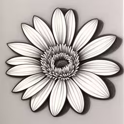 a white and black drawing of a flower,a drawing of a flower with lines that look like leaves