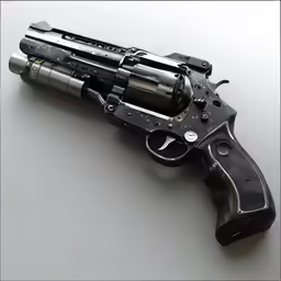 a close up of a gun with a machined surface