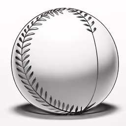 a white baseball ball with an artistic wreath design on the inside