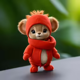 a small brown teddy bear sitting on top of a table