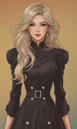 an anime girl with long hair wearing black