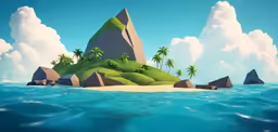 an island is sitting out in the middle of the ocean