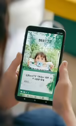 the woman holding the phone is using a video to read the movie