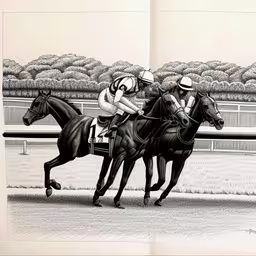 there are two horses that are running around,two people riding horses near each other