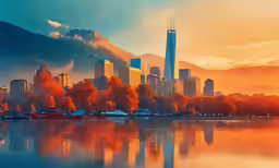 a picture of the city in autumn