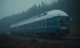 train in motion on the track at night