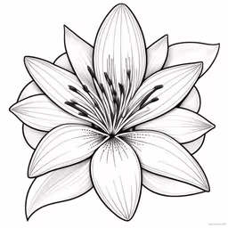 the center flower of a lily tattoo,a drawing of a flower in black and white