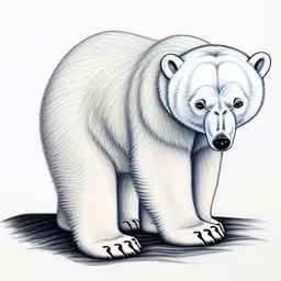 a drawing of a polar bear standing on the ground