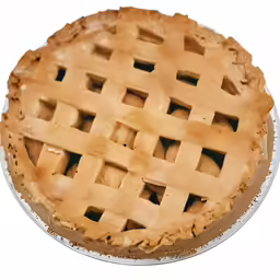 a pie with a lattice crust on top of it