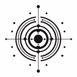 a black and white photo with lines and circles on the background