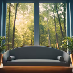 the couch in the living room is empty of people