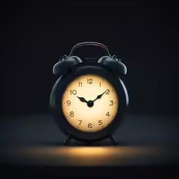a small alarm clock on a table in the dark