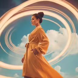 a painting of a woman in a coat and skirt