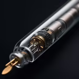 the metal body of an electronic device with gold details