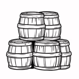 several barrels stacked up on top of each other
