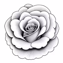 a drawing of a flower by person,an outline drawing of a rose flower