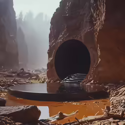 there is an old sewer, with steps up the hole