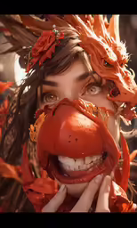 a person with some very pretty makeup and orange