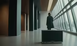 the man is standing on the walkway beside the wall
