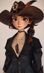 a doll is dressed in a jacket and hat