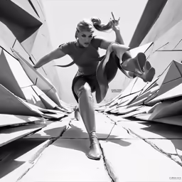 black and white photo of woman performing a dance pose