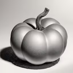 a metal sculpture of a silver apple on a black stone base