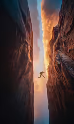 a person doing tricks on a skateboard on a high cliff